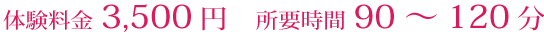体験料金3,500円・所要時間90～120分